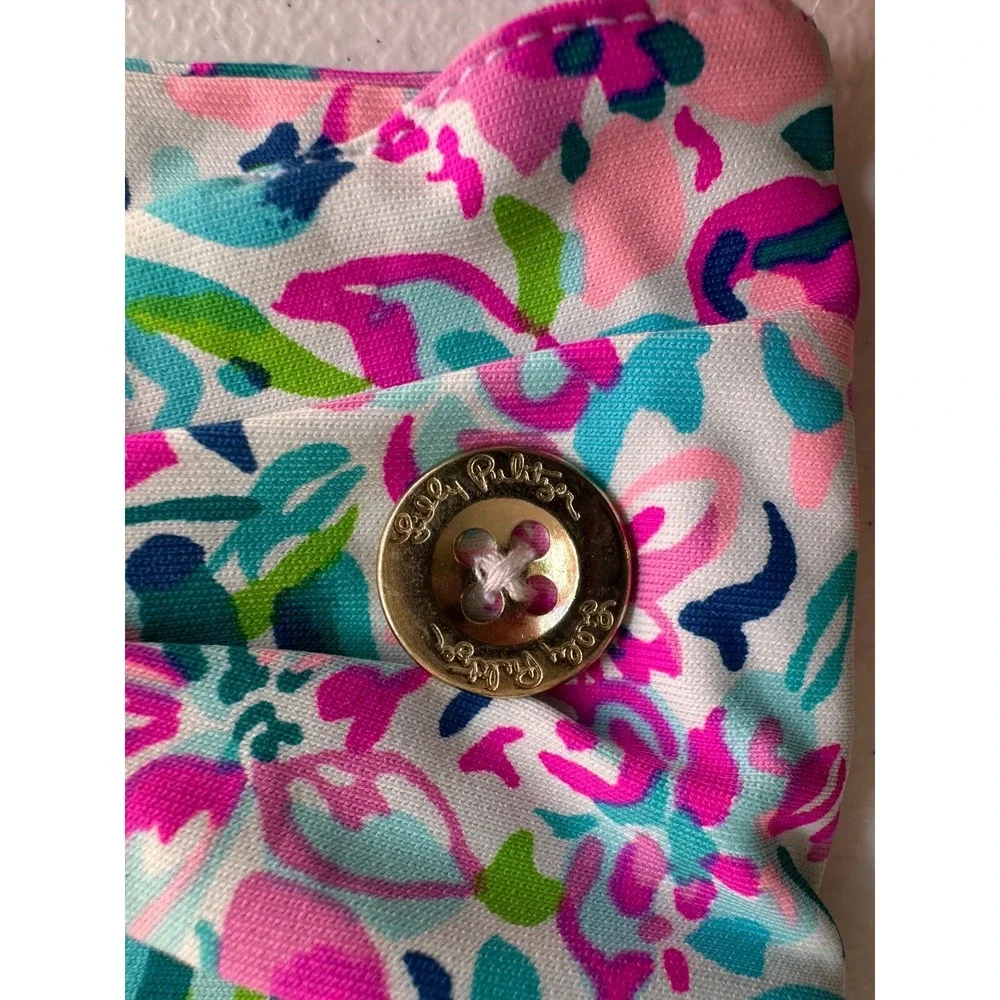 Lilly Pulitzer Chilly Lilly Headband Pink Blue Floral Button Gym Beach Yoga Chic